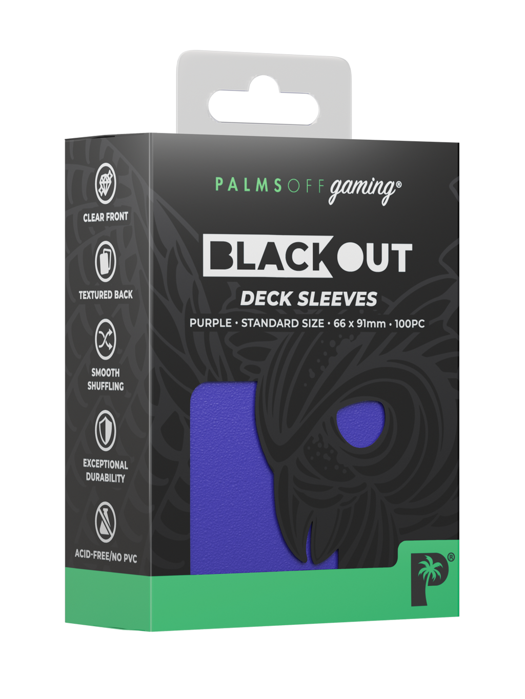 Palms Off Gaming Blackout Deck Sleeves - Standard - 100pc - Purple