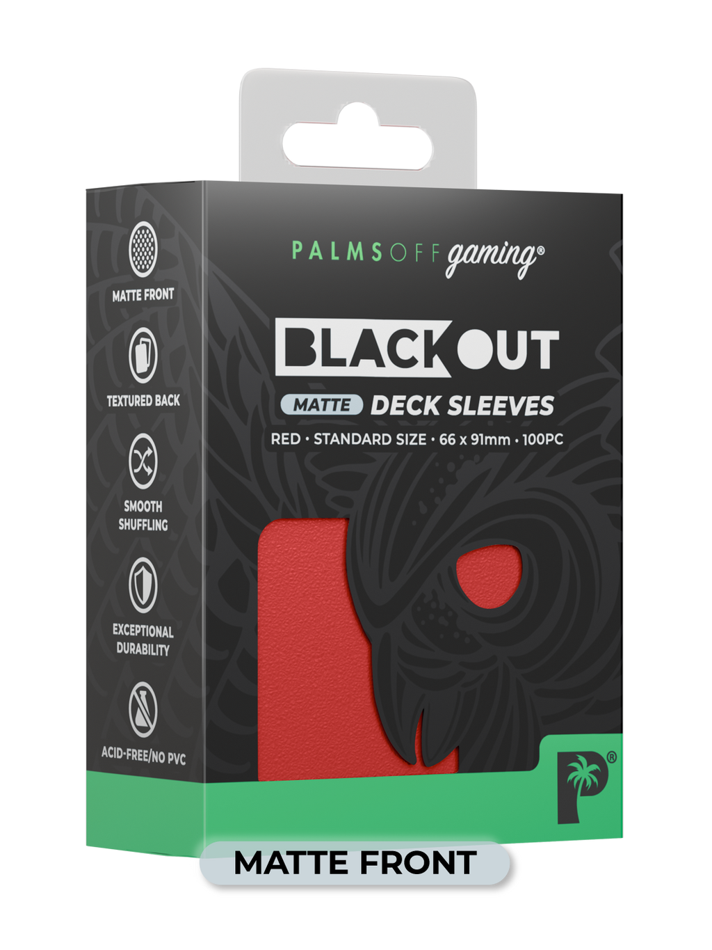 Palms Off Gaming Blackout Deck Sleeves - Standard - 100pc - Red - Matte