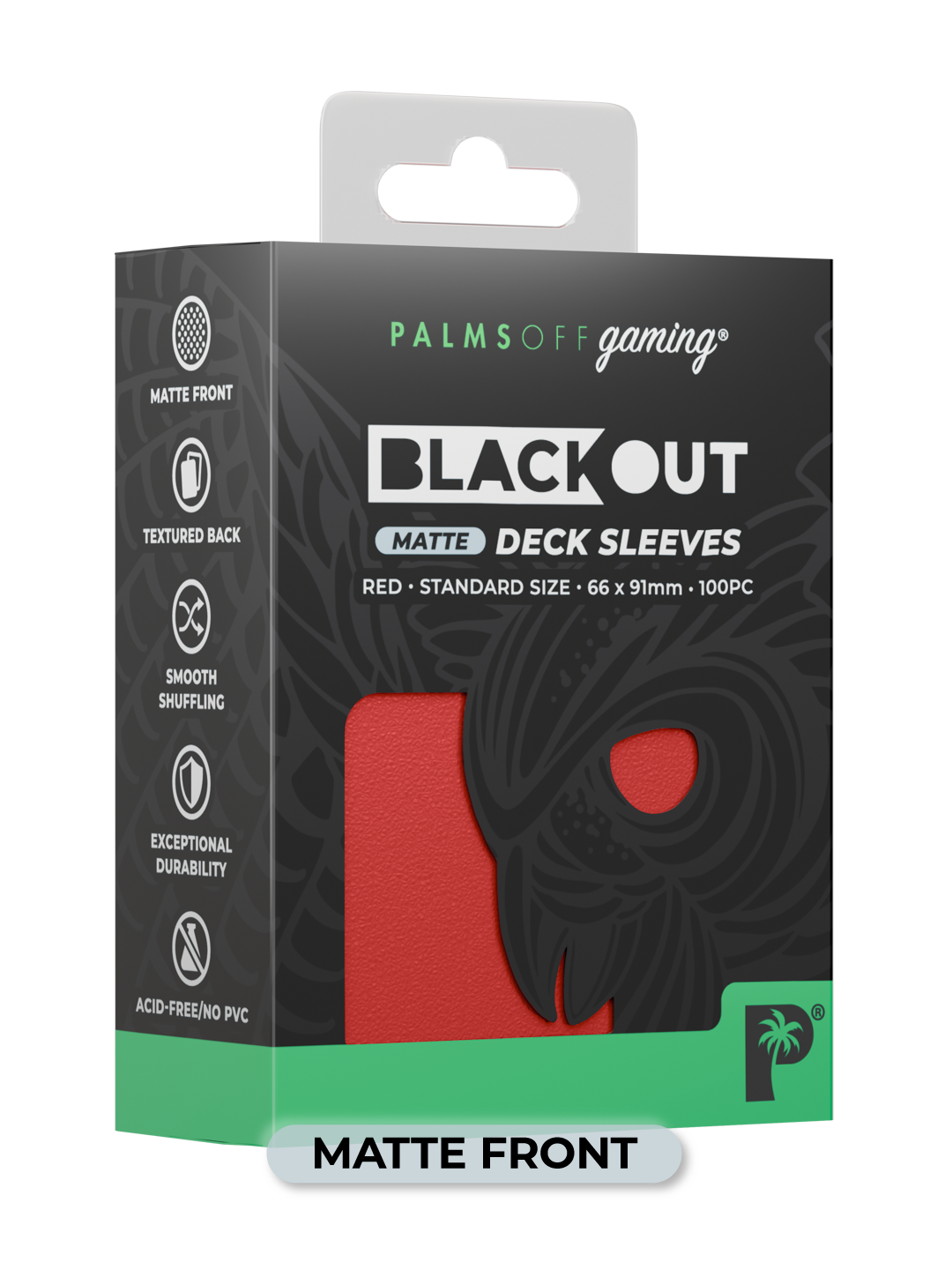 Palms Off Gaming Blackout Deck Sleeves - Standard - 100pc - Red - Matte