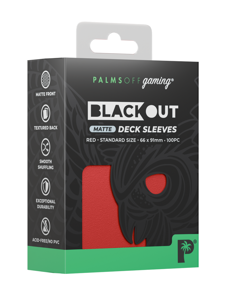 Palms Off Gaming Blackout Deck Sleeves - Standard - 100pc - Red - Matte
