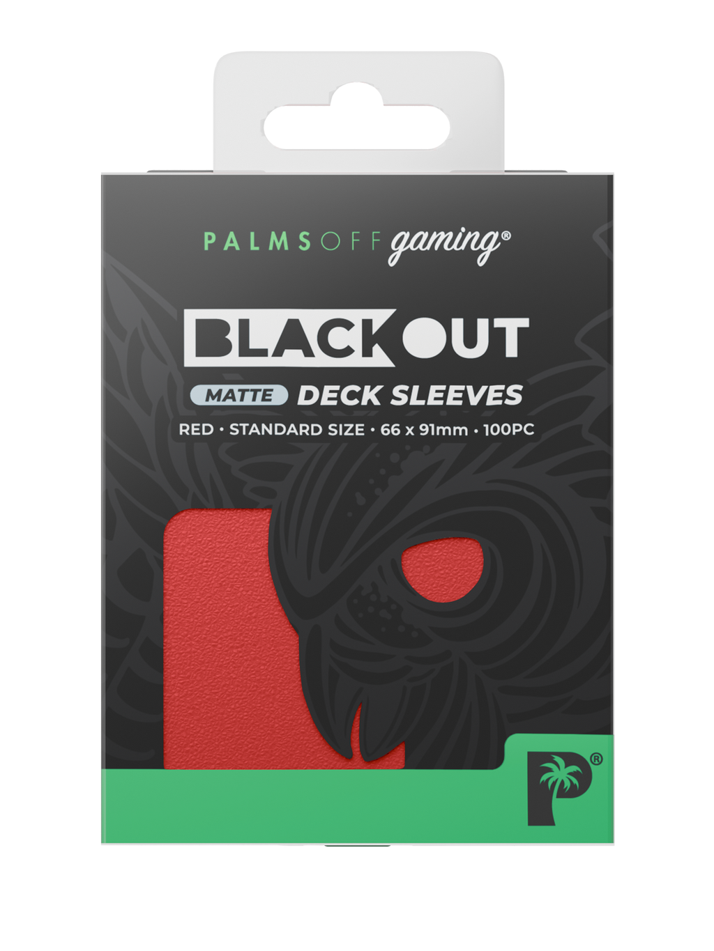 Palms Off Gaming Blackout Deck Sleeves - Standard - 100pc - Red - Matte