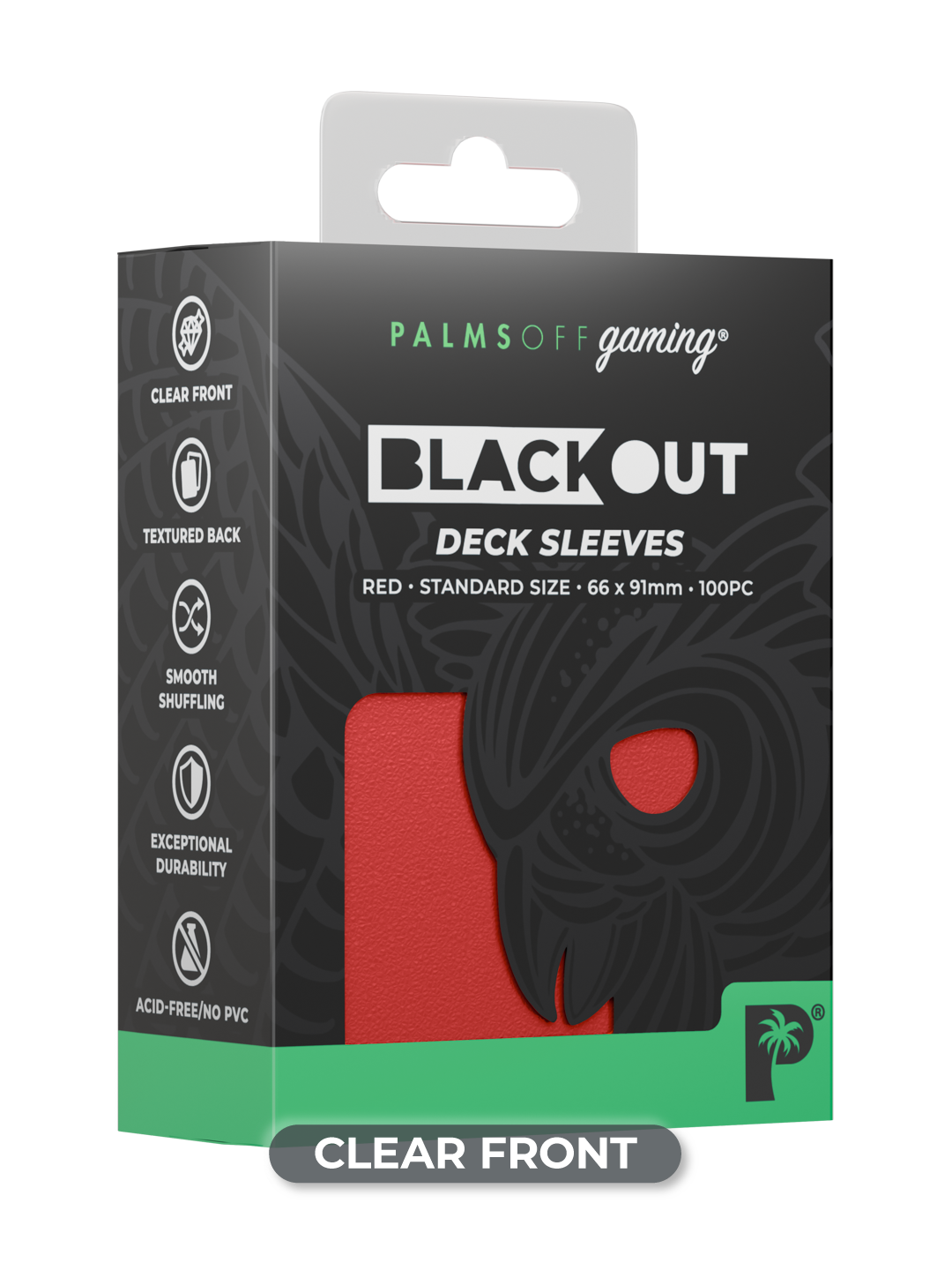 Palms Off Gaming Blackout Deck Sleeves - Standard - 100pc - Red