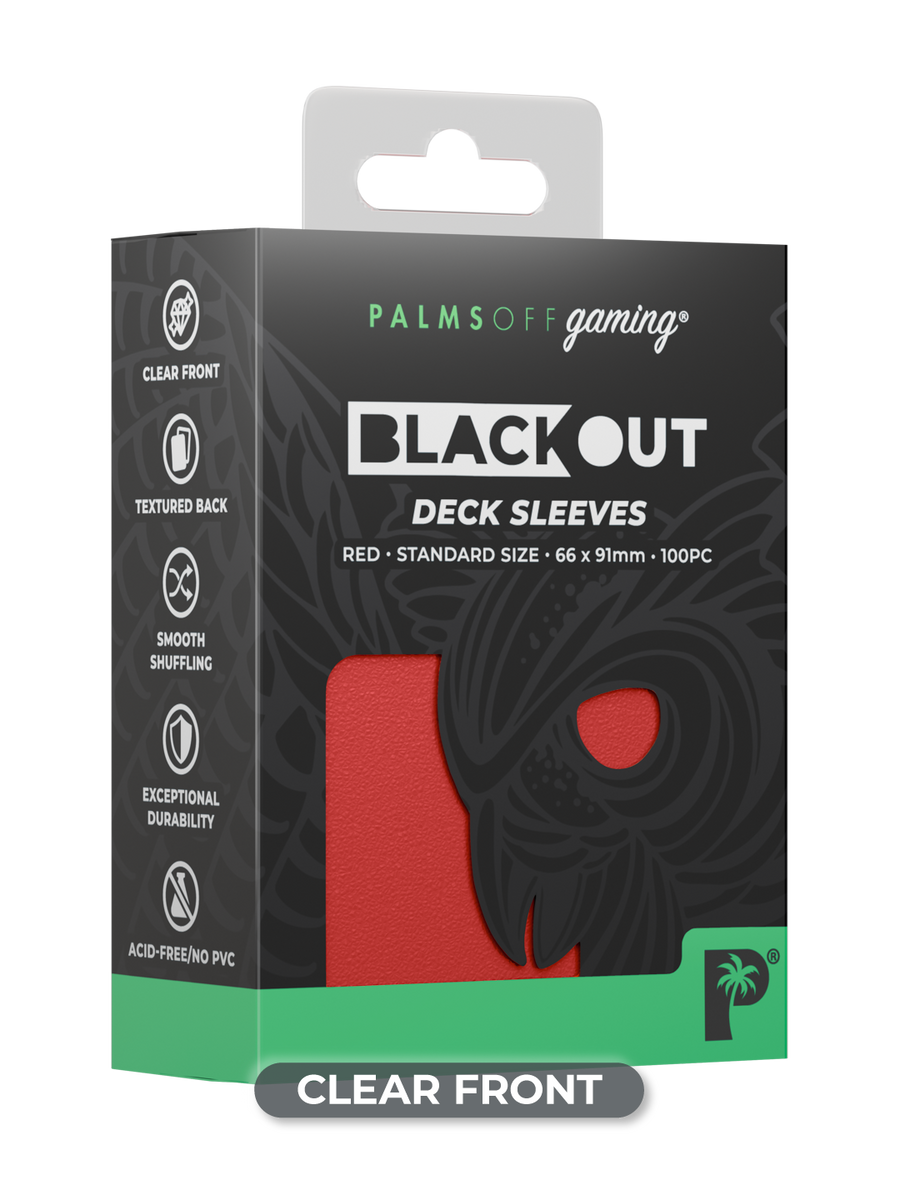 Palms Off Gaming Blackout Deck Sleeves - Standard - 100pc - Red