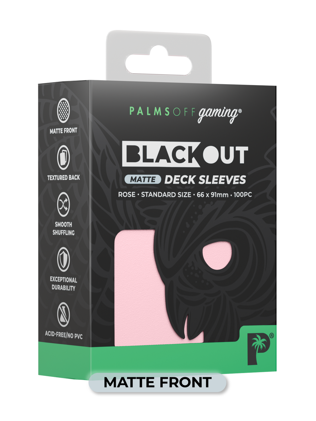 Palms Off Gaming Blackout Deck Sleeves - Standard - 100pc - Rose - Matte