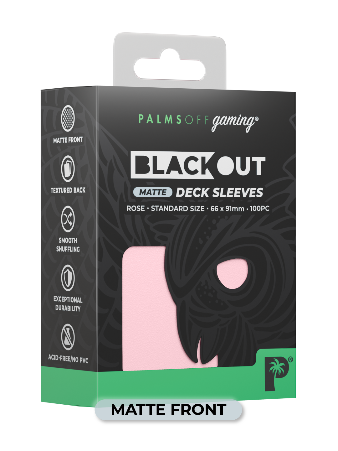 Palms Off Gaming Blackout Deck Sleeves - Standard - 100pc - Rose - Matte