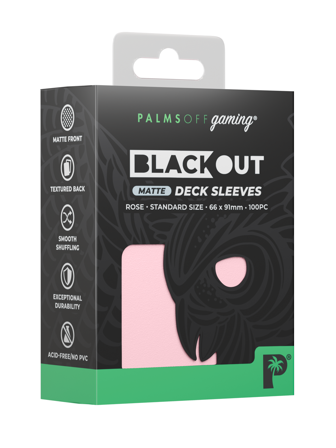 Palms Off Gaming Blackout Deck Sleeves - Standard - 100pc - Rose - Matte
