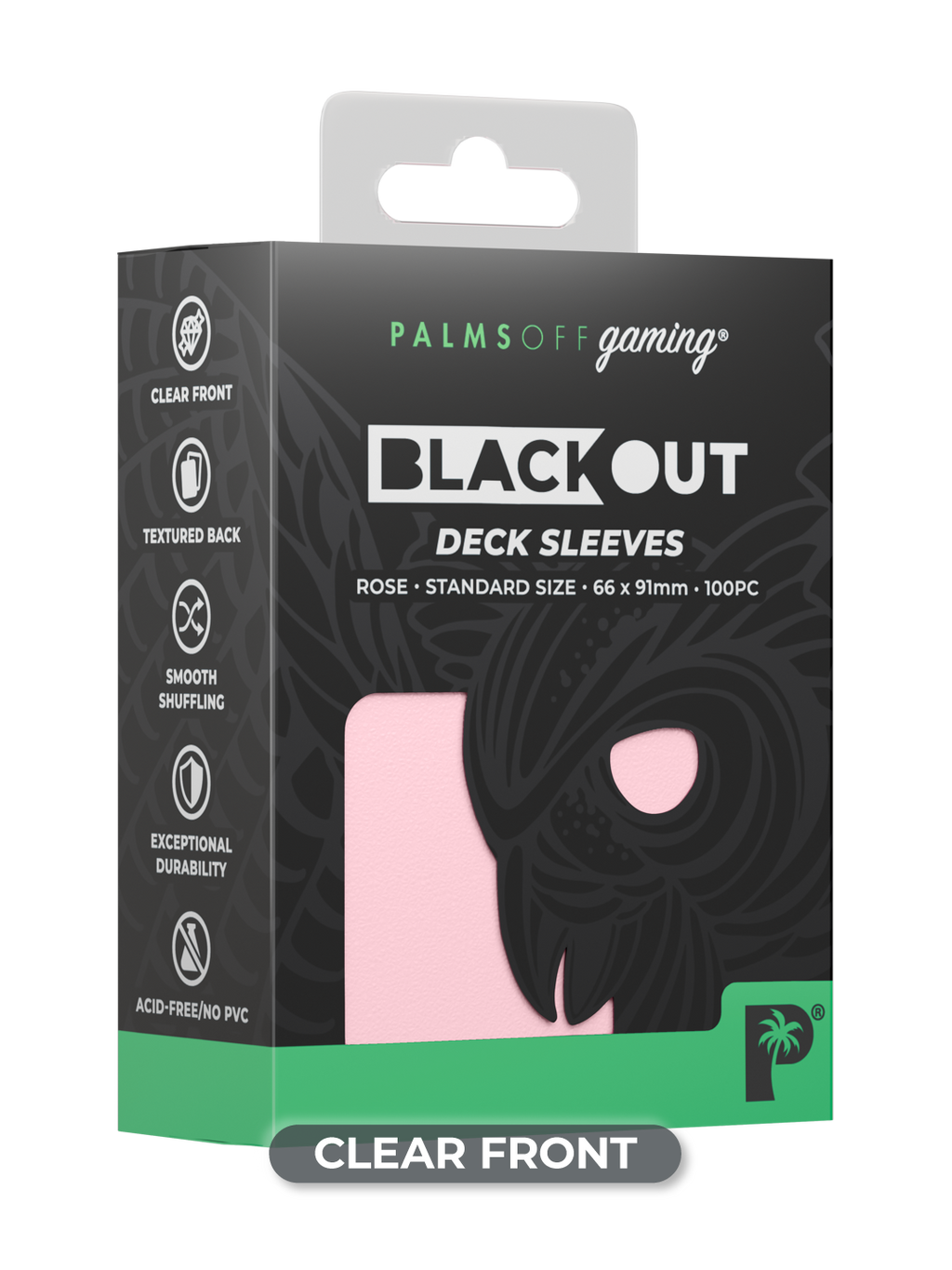 Palms Off Gaming Blackout Deck Sleeves - Standard - 100pc - Rose