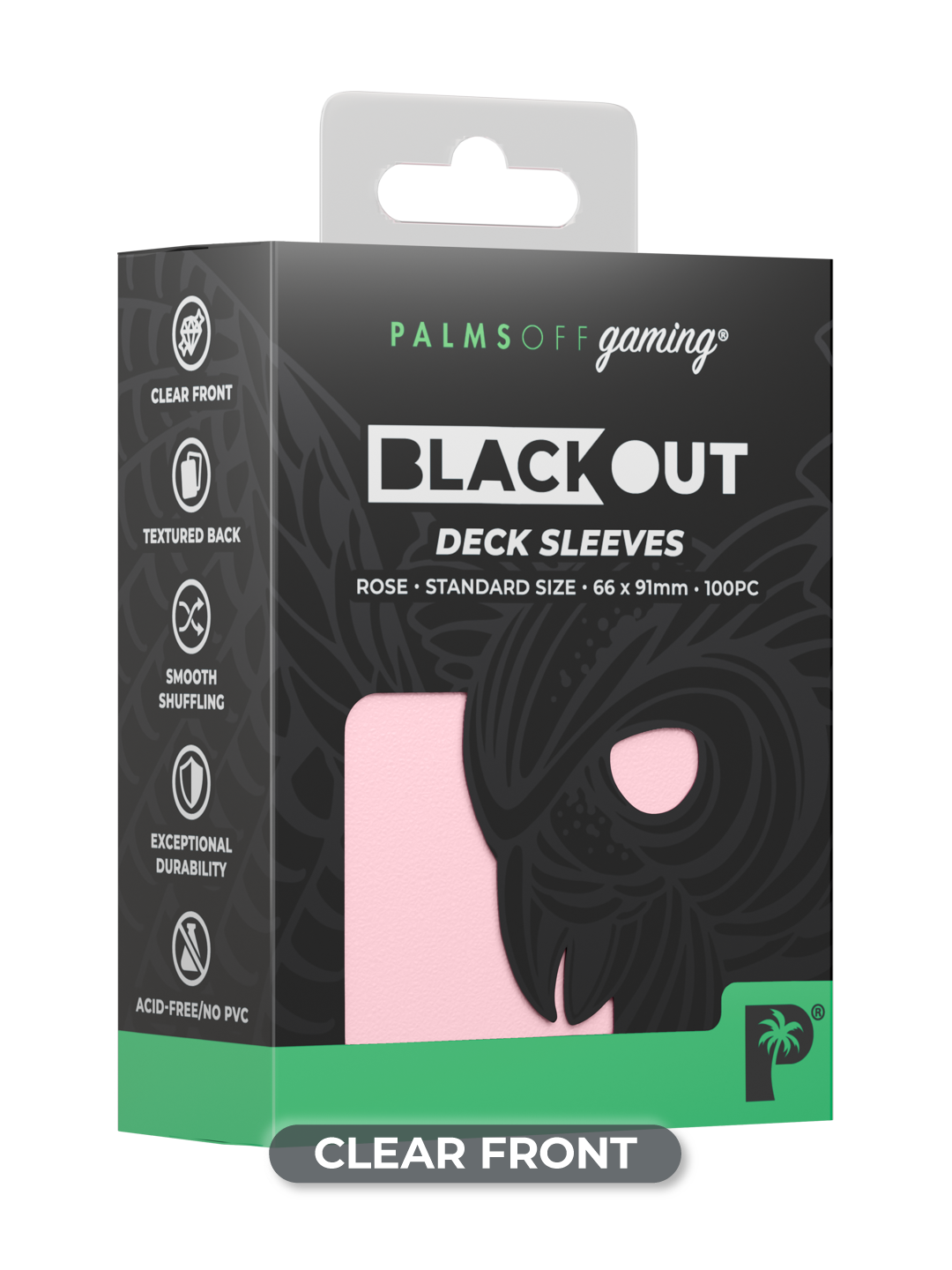 Palms Off Gaming Blackout Deck Sleeves - Standard - 100pc - Rose