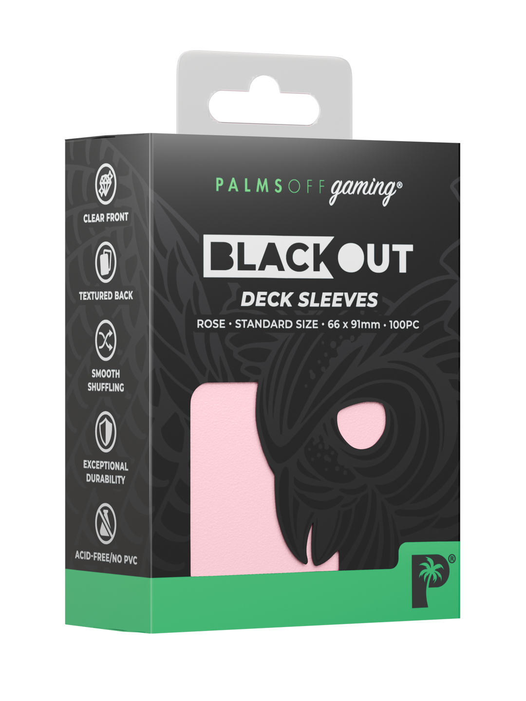 Palms Off Gaming Blackout Deck Sleeves - Standard - 100pc - Rose