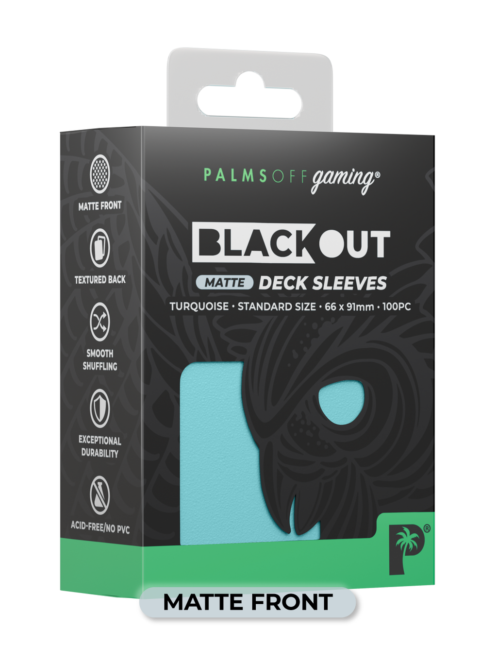 Palms Off Gaming Blackout Deck Sleeves - Standard - 100pc - Turquoise - Matte