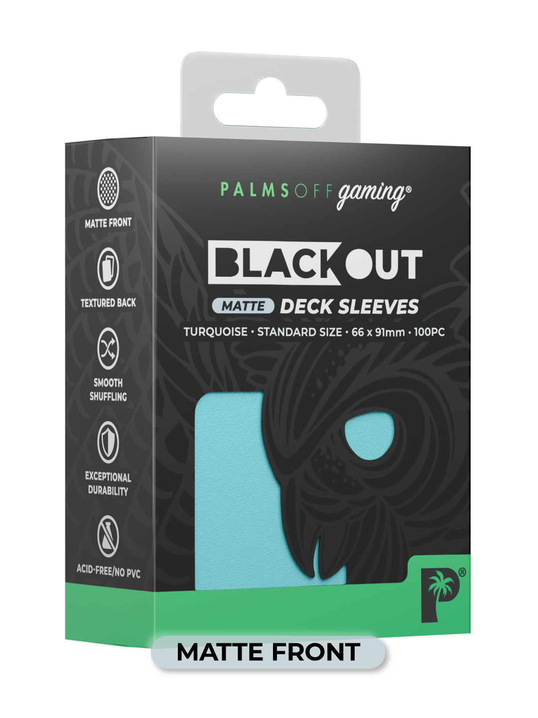 Palms Off Gaming Blackout Deck Sleeves - Standard - 100pc - Turquoise - Matte