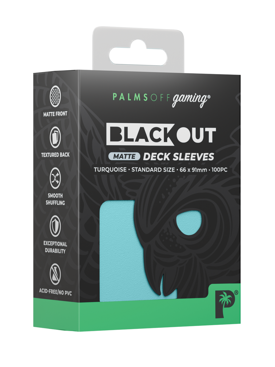 Palms Off Gaming Blackout Deck Sleeves - Standard - 100pc - Turquoise - Matte