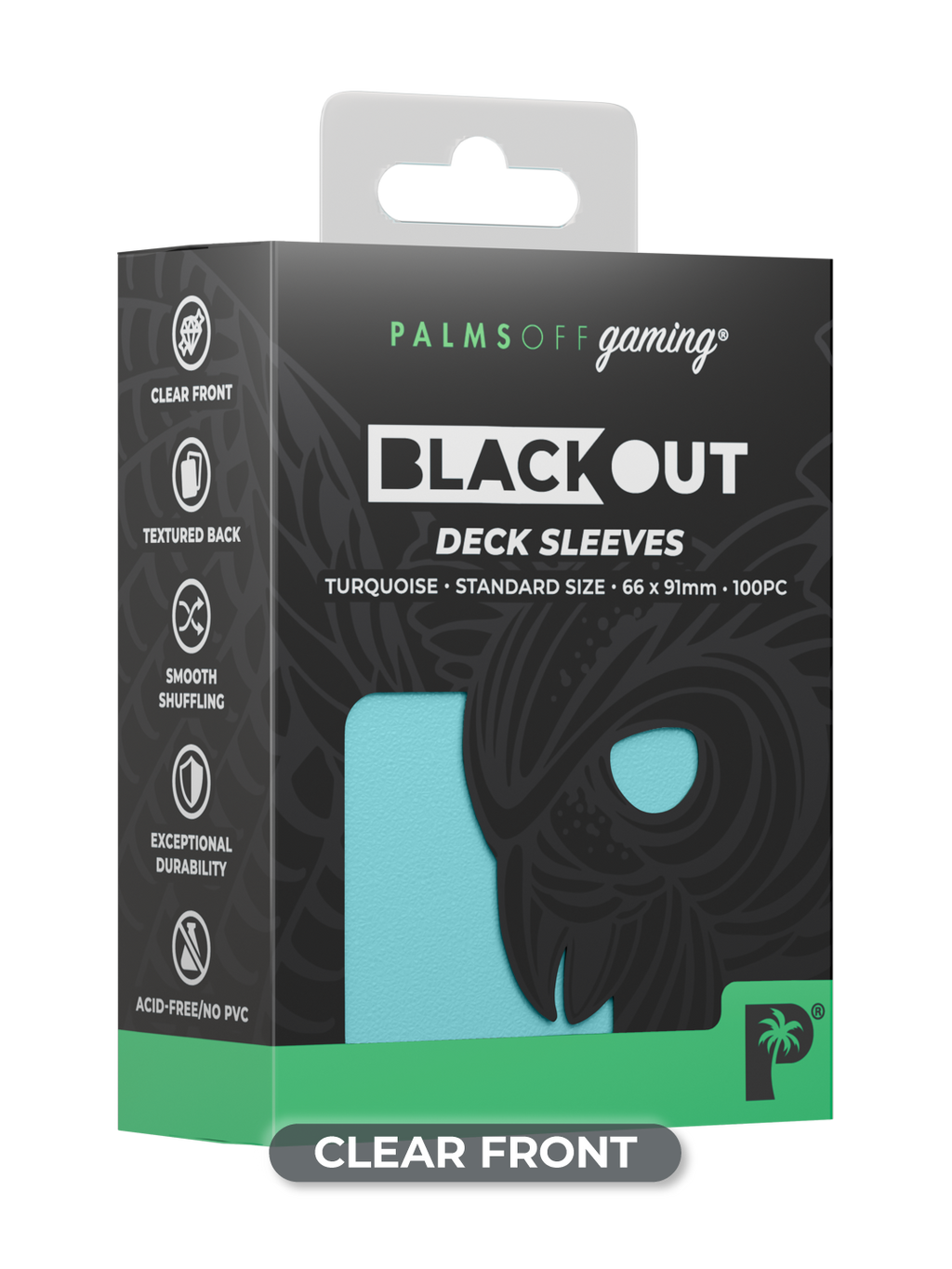 Palms Off Gaming Blackout Deck Sleeves - Standard - 100pc - Turquoise