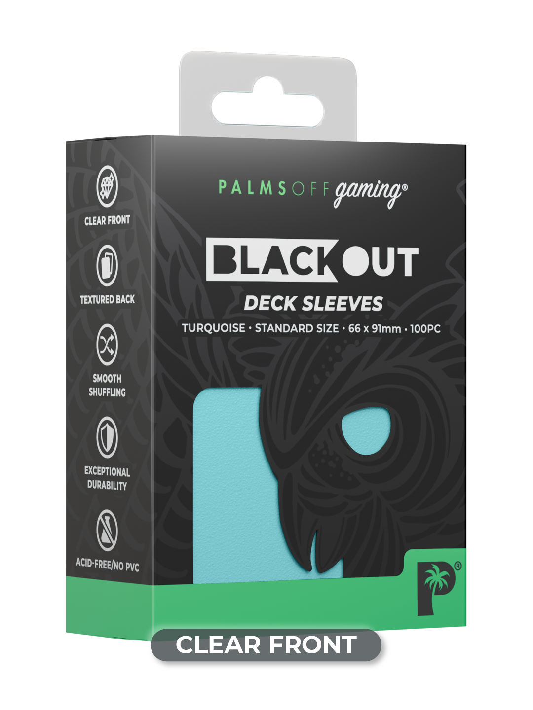 Palms Off Gaming Blackout Deck Sleeves - Standard - 100pc - Turquoise