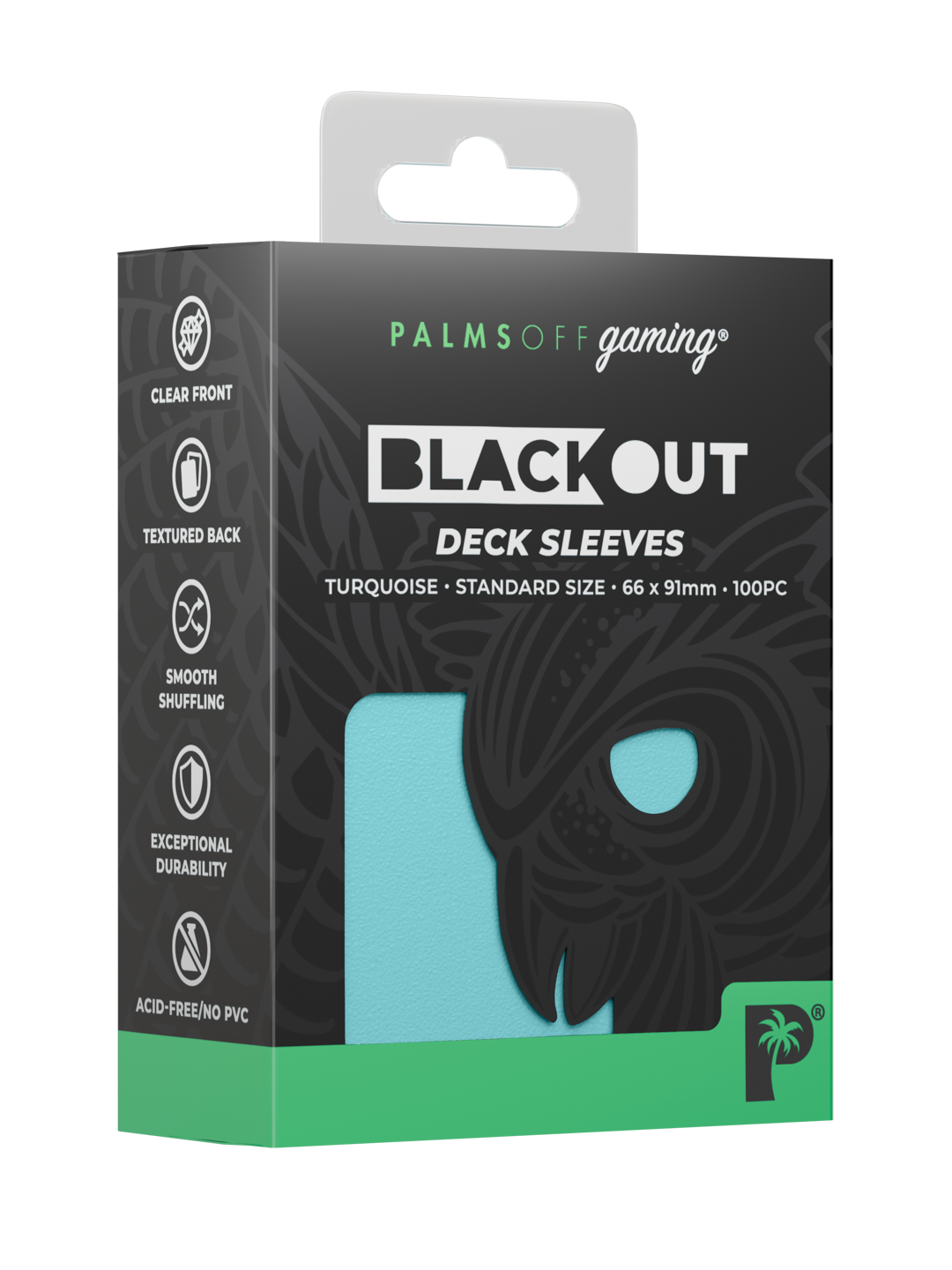 Palms Off Gaming Blackout Deck Sleeves - Standard - 100pc - Turquoise