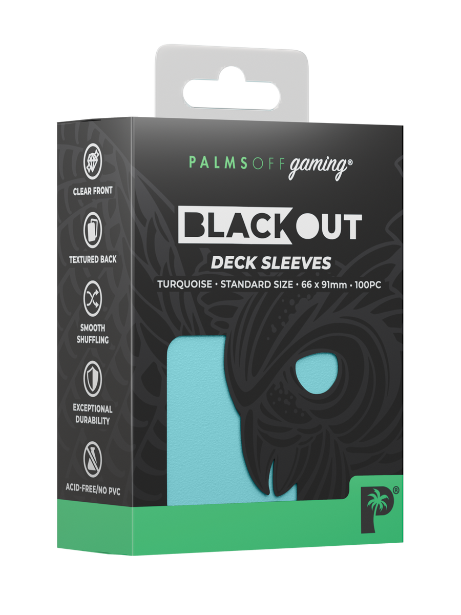 Palms Off Gaming Blackout Deck Sleeves - Standard - 100pc - Turquoise