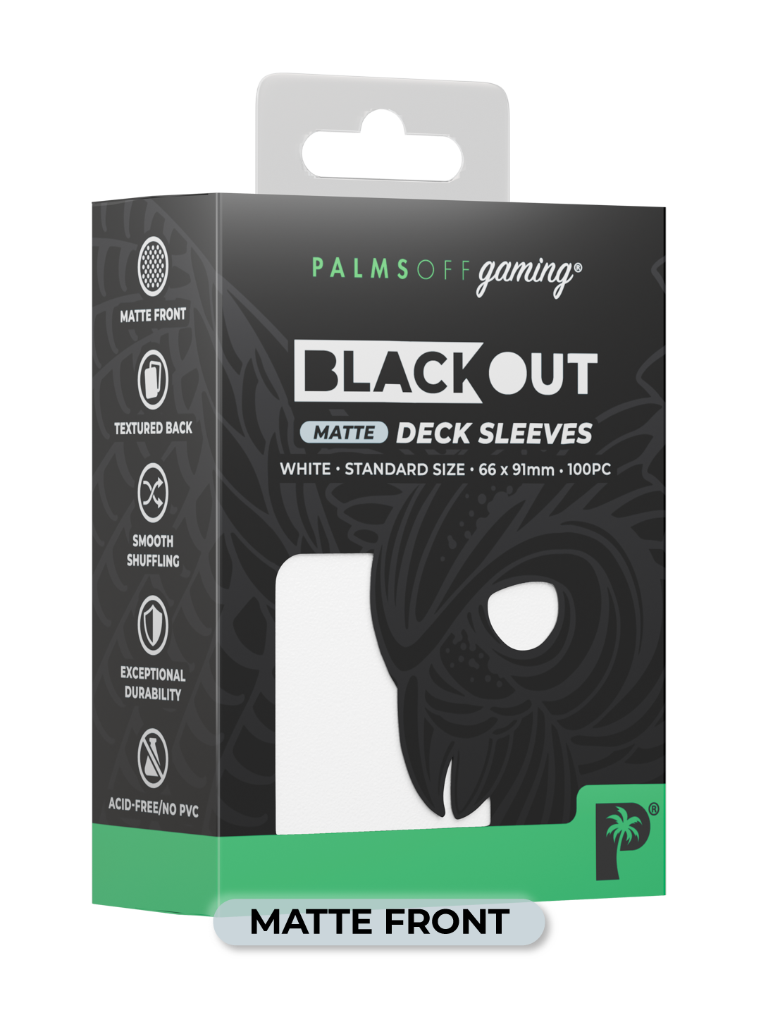Palms Off Gaming Blackout Deck Sleeves - Standard - 100pc - White - Matte