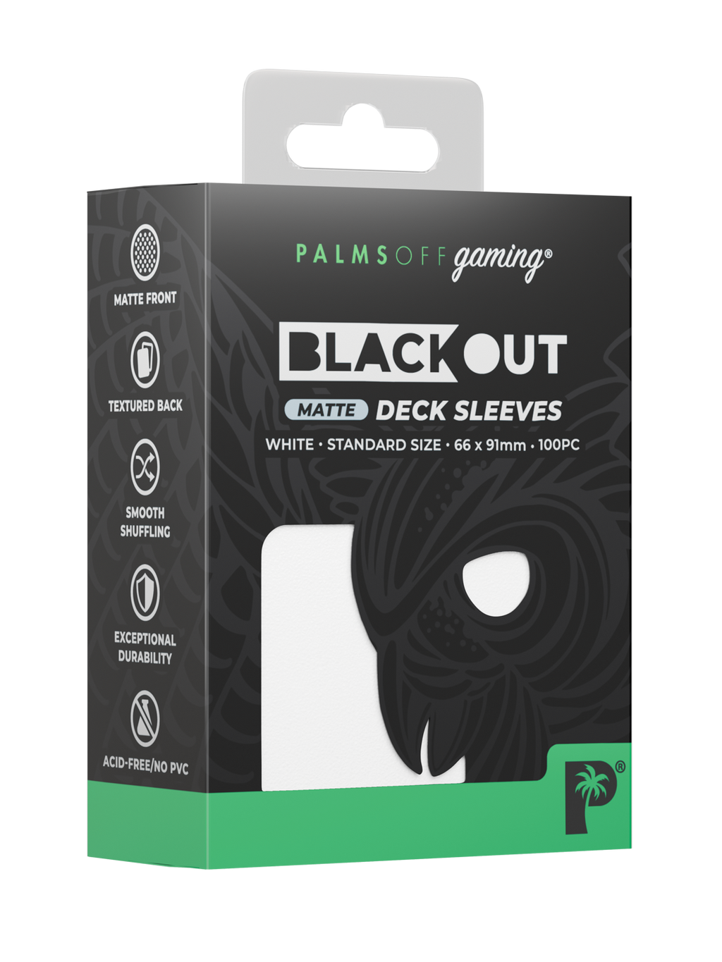 Palms Off Gaming Blackout Deck Sleeves - Standard - 100pc - White - Matte