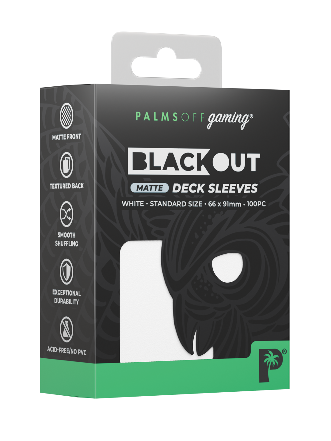 Palms Off Gaming Blackout Deck Sleeves - Standard - 100pc - White - Matte