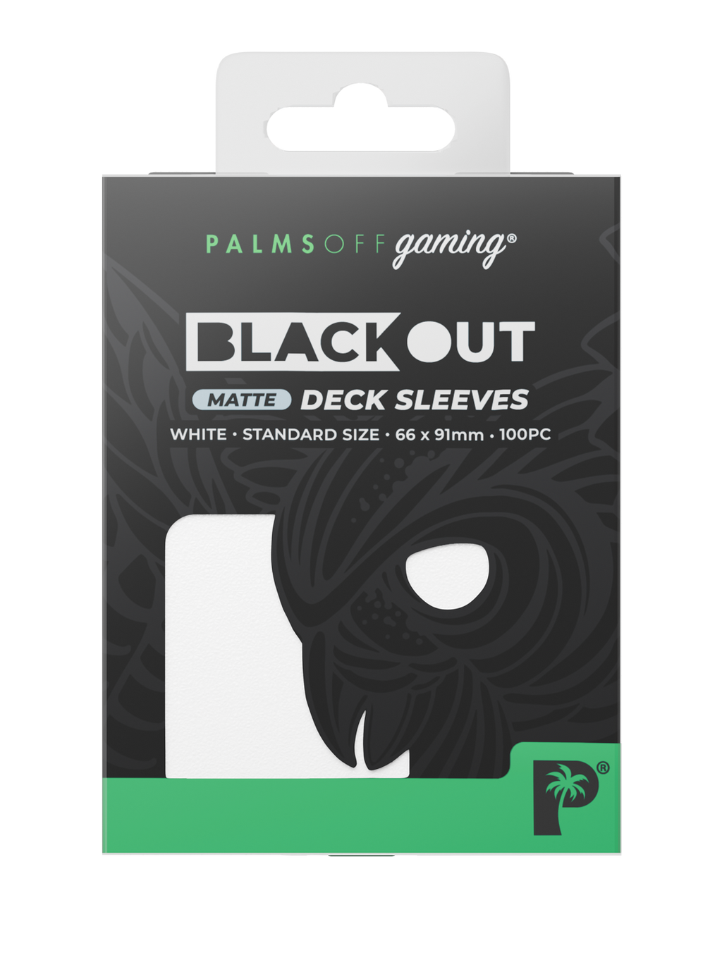 Palms Off Gaming Blackout Deck Sleeves - Standard - 100pc - White - Matte