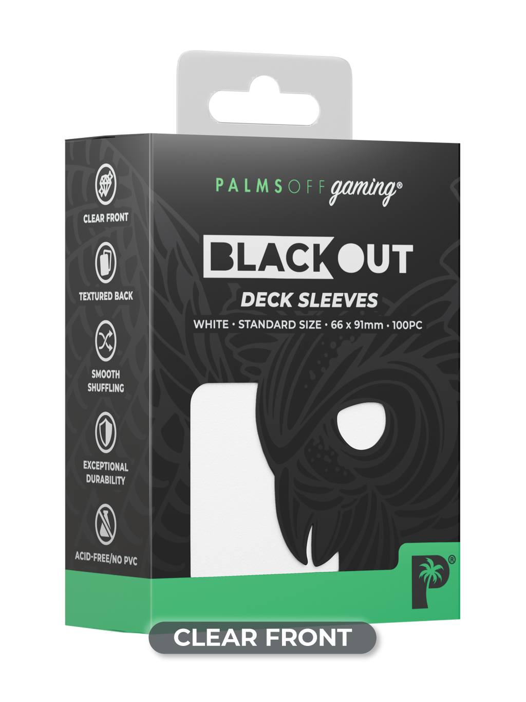 Palms Off Gaming Blackout Deck Sleeves - Standard - 100pc - White
