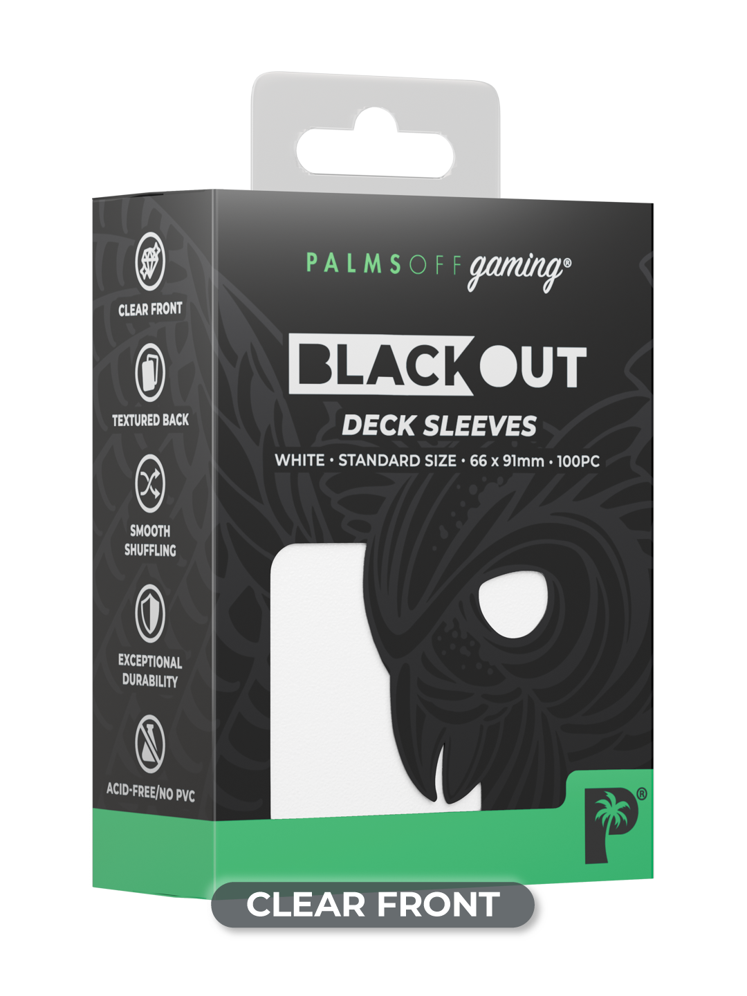 Palms Off Gaming Blackout Deck Sleeves - Standard - 100pc - White