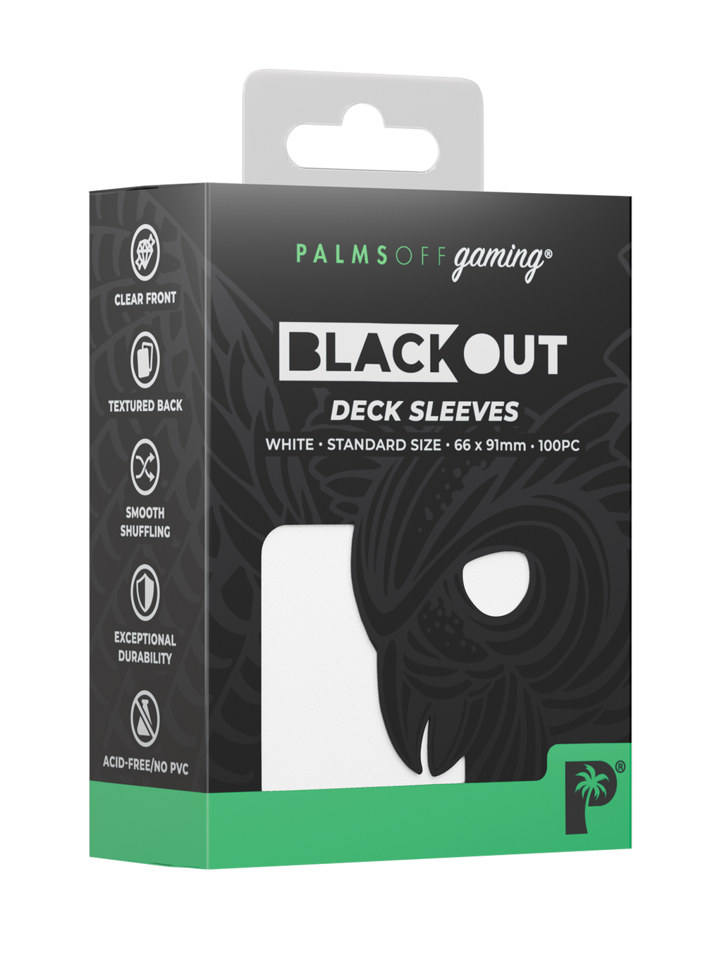 Palms Off Gaming Blackout Deck Sleeves - Standard - 100pc - White