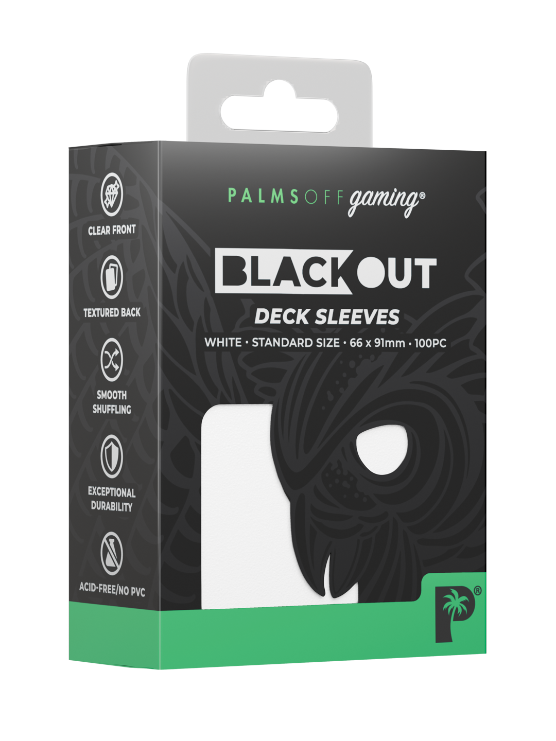 Palms Off Gaming Blackout Deck Sleeves - Standard - 100pc - White