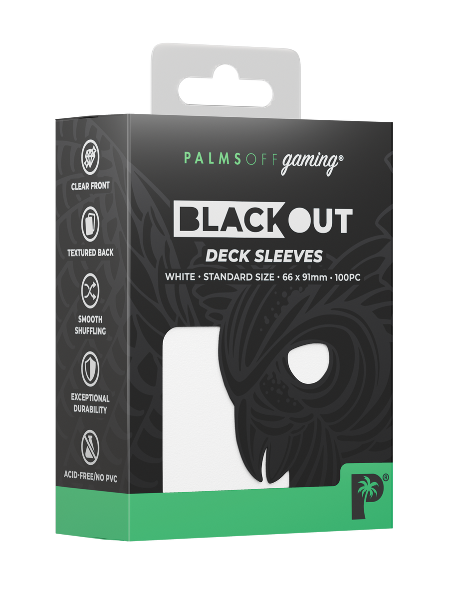 Palms Off Gaming Blackout Deck Sleeves - Standard - 100pc - White