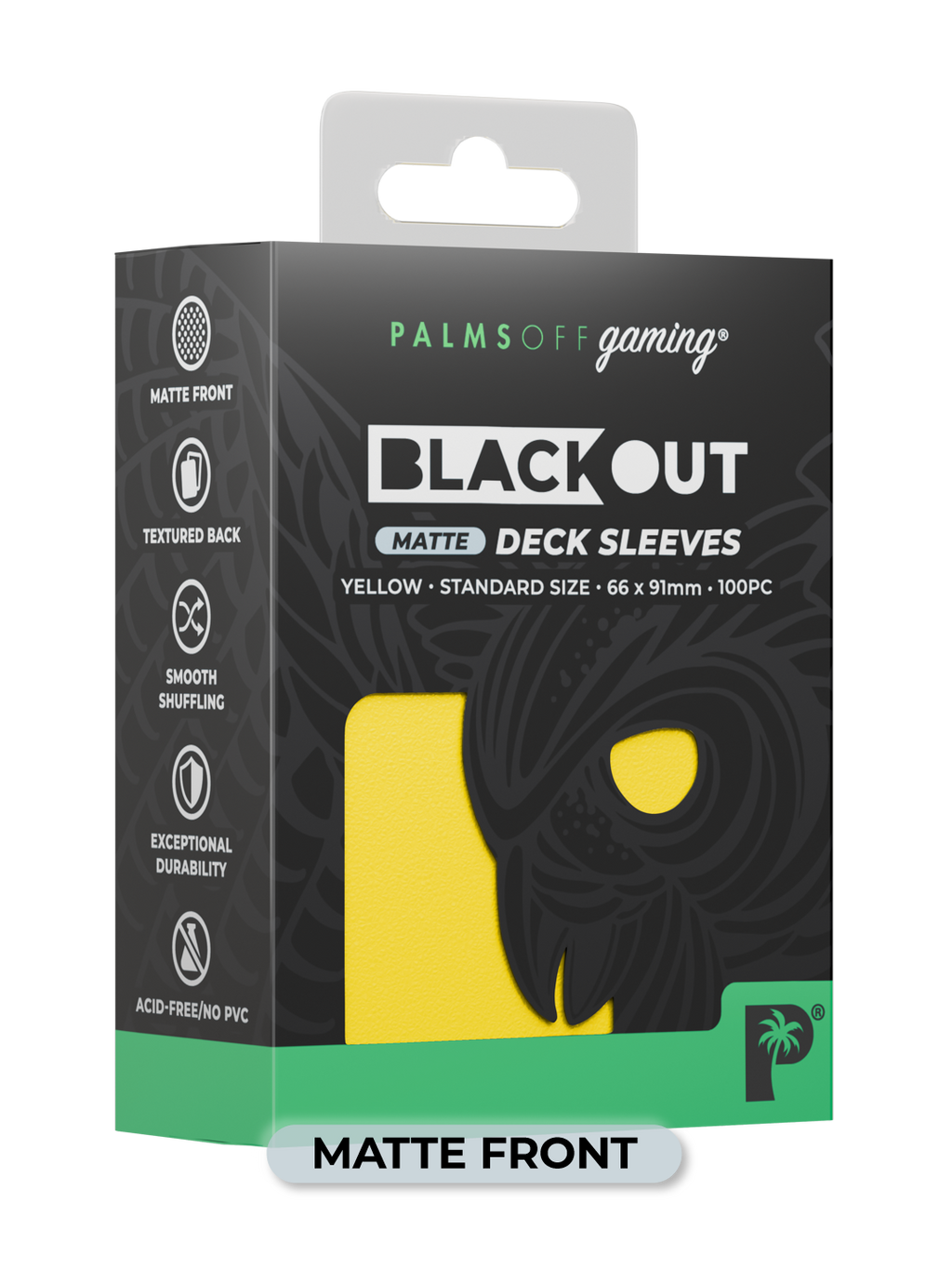 Palms Off Gaming Blackout Deck Sleeves - Standard - 100pc - Yellow - Matte