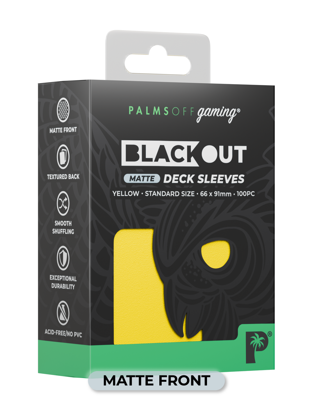 Palms Off Gaming Blackout Deck Sleeves - Standard - 100pc - Yellow - Matte