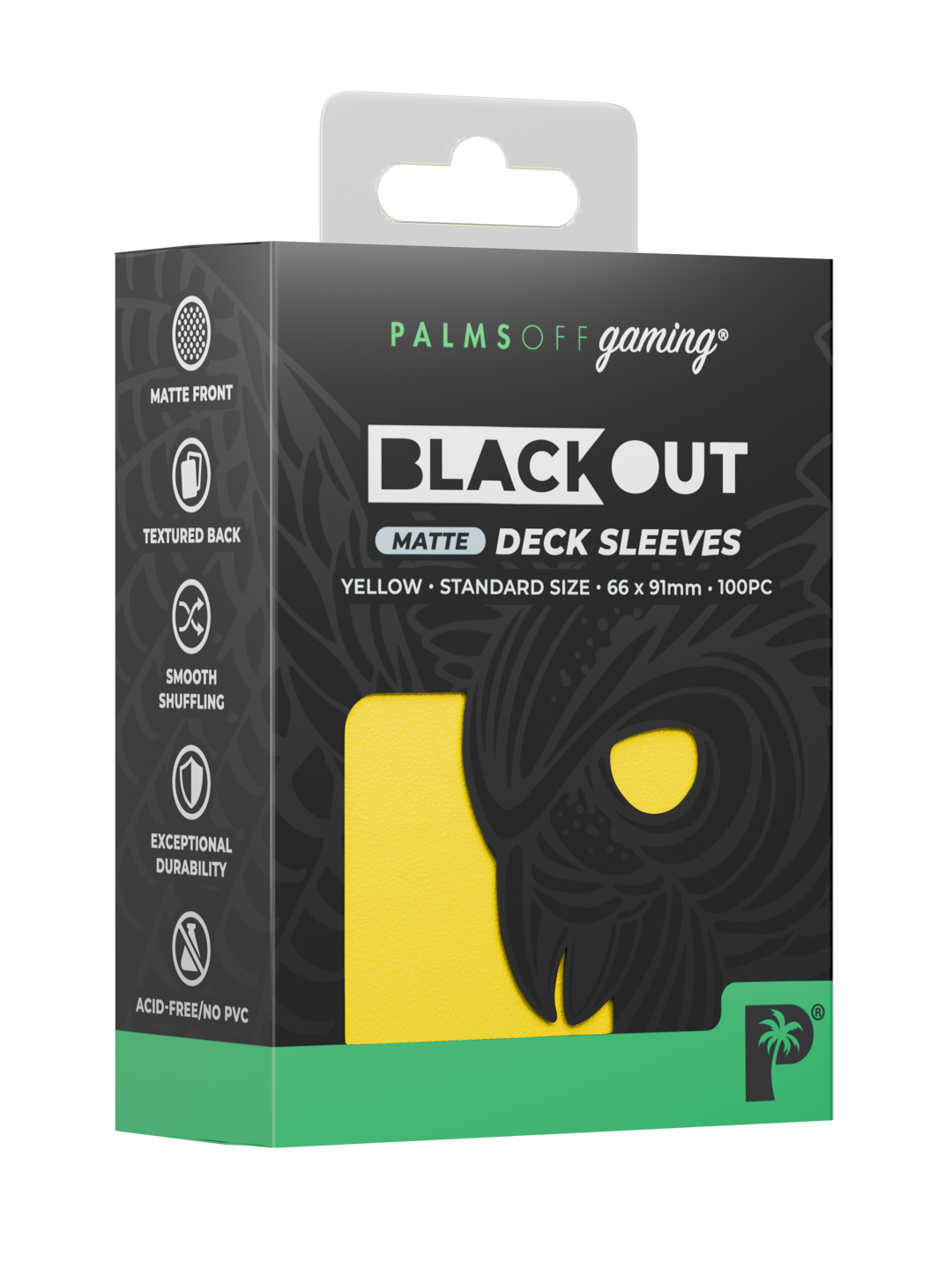 Palms Off Gaming Blackout Deck Sleeves - Standard - 100pc - Yellow - Matte