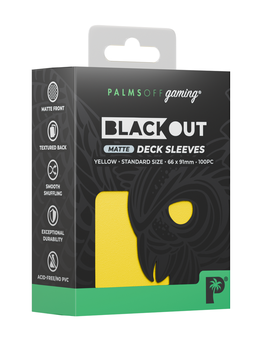 Palms Off Gaming Blackout Deck Sleeves - Standard - 100pc - Yellow - Matte