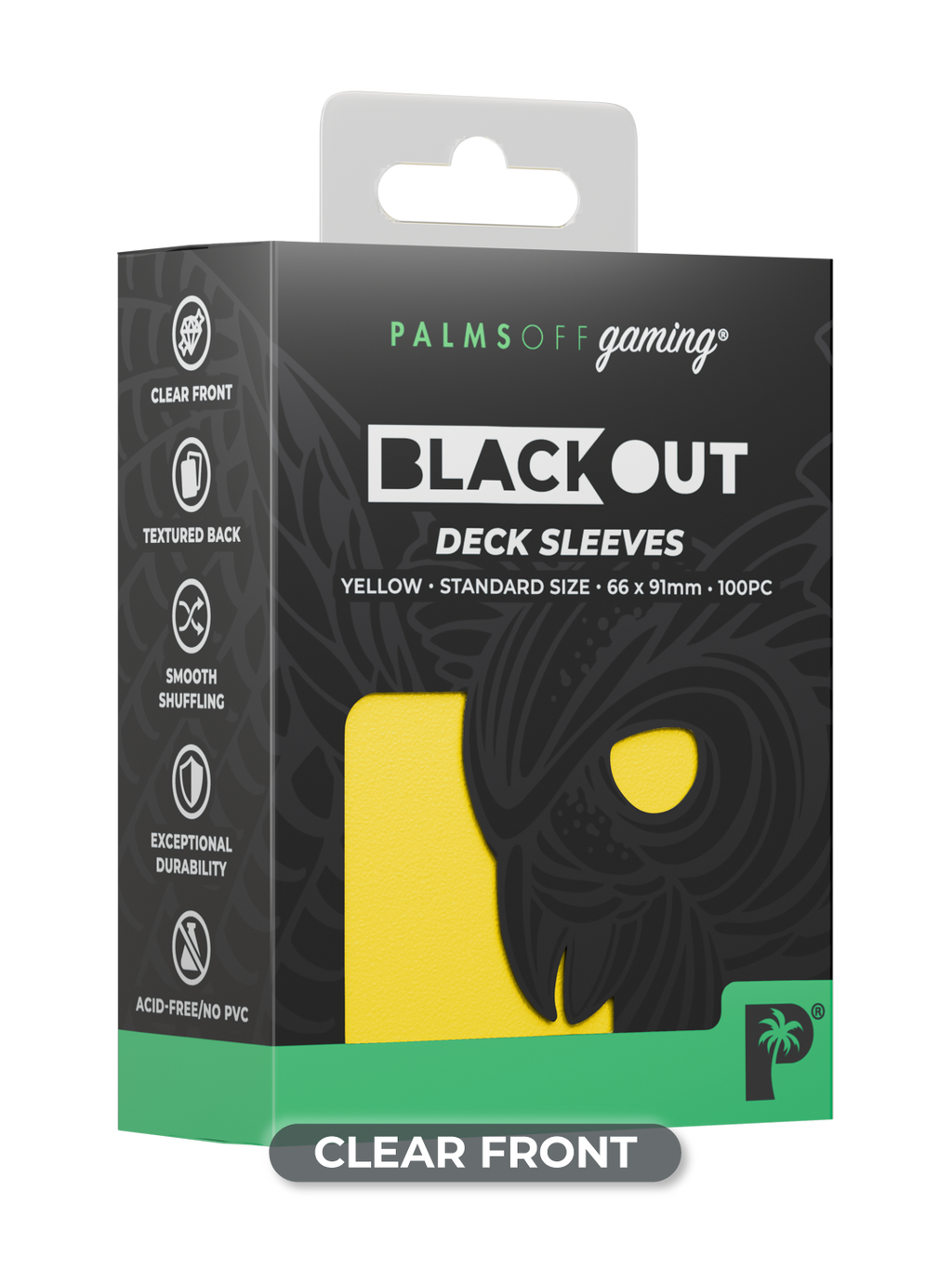 Palms Off Gaming Blackout Deck Sleeves - Standard - 100pc - Yellow