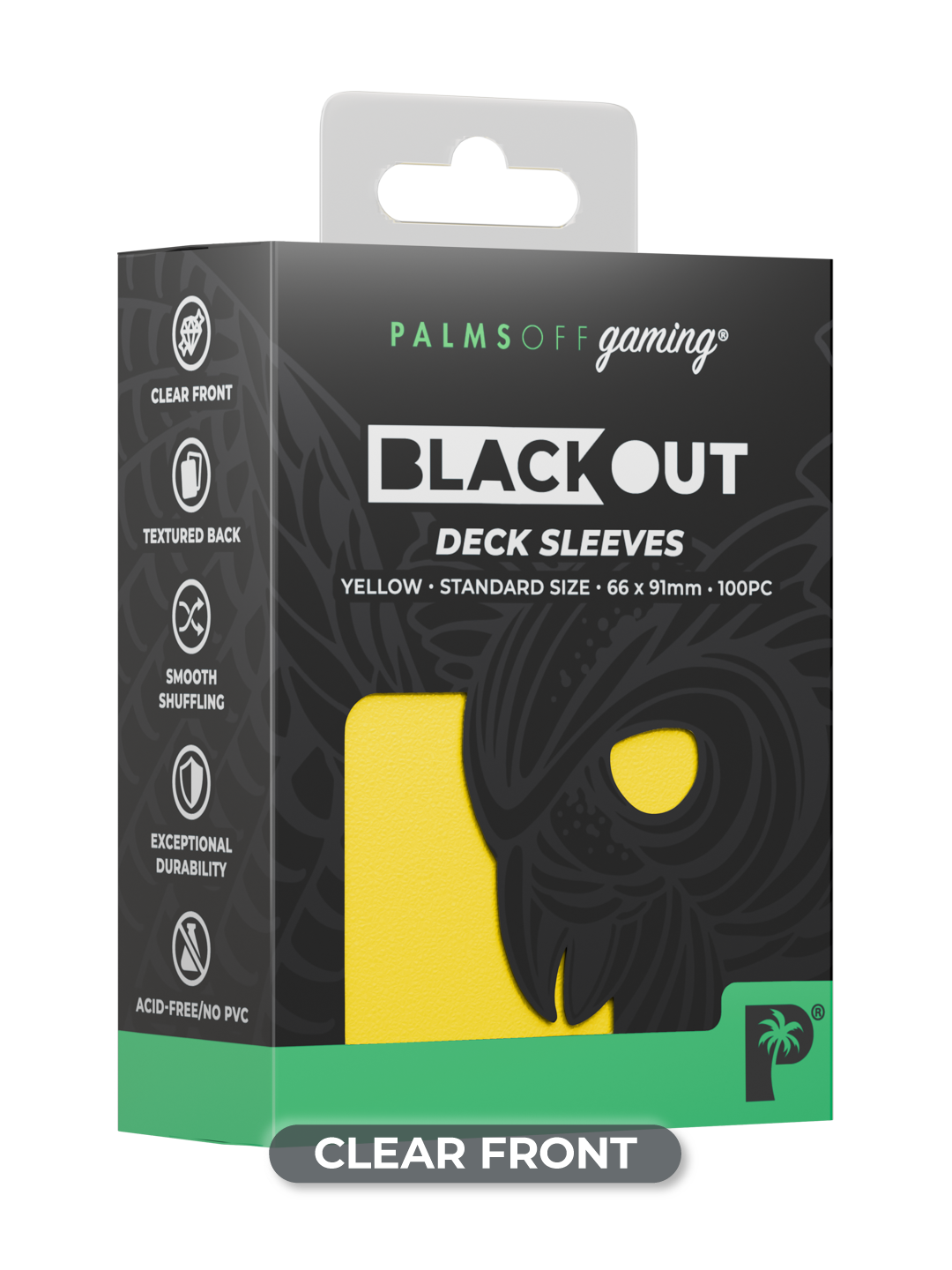 Palms Off Gaming Blackout Deck Sleeves - Standard - 100pc - Yellow