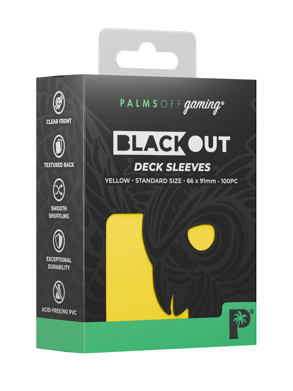 Palms Off Gaming Blackout Deck Sleeves - Standard - 100pc - Yellow