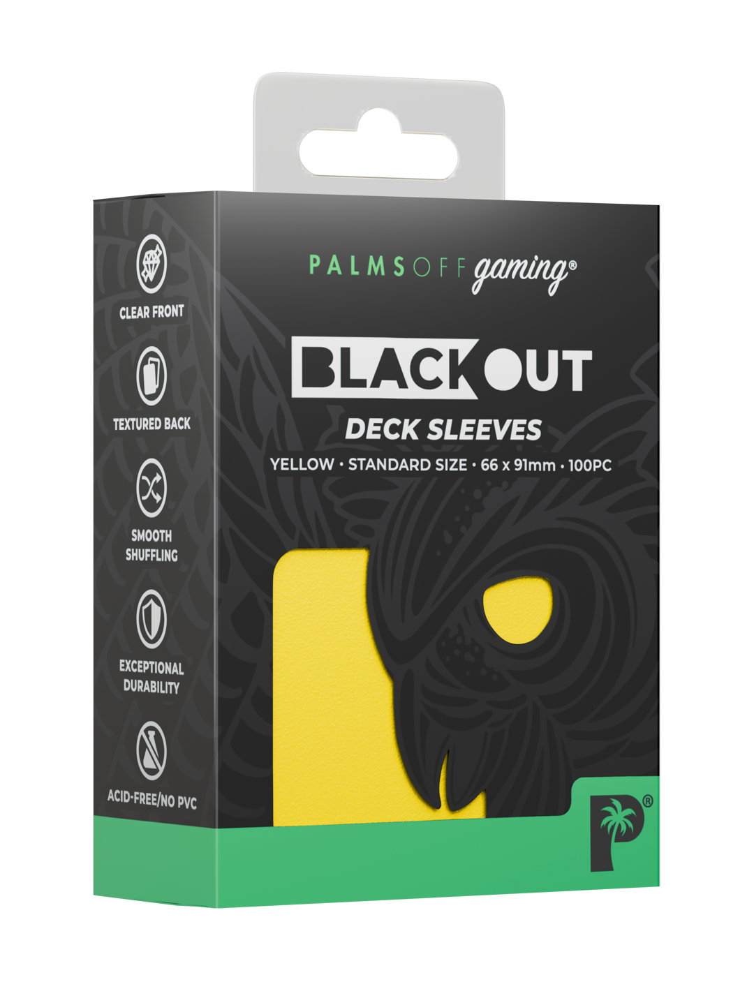 Palms Off Gaming Blackout Deck Sleeves - Standard - 100pc - Yellow