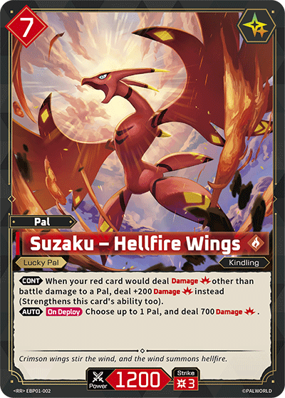 Suzaku – Hellfire Wings - Dawn of Palpagos - BP01-002 - Lucky Lucky - NM