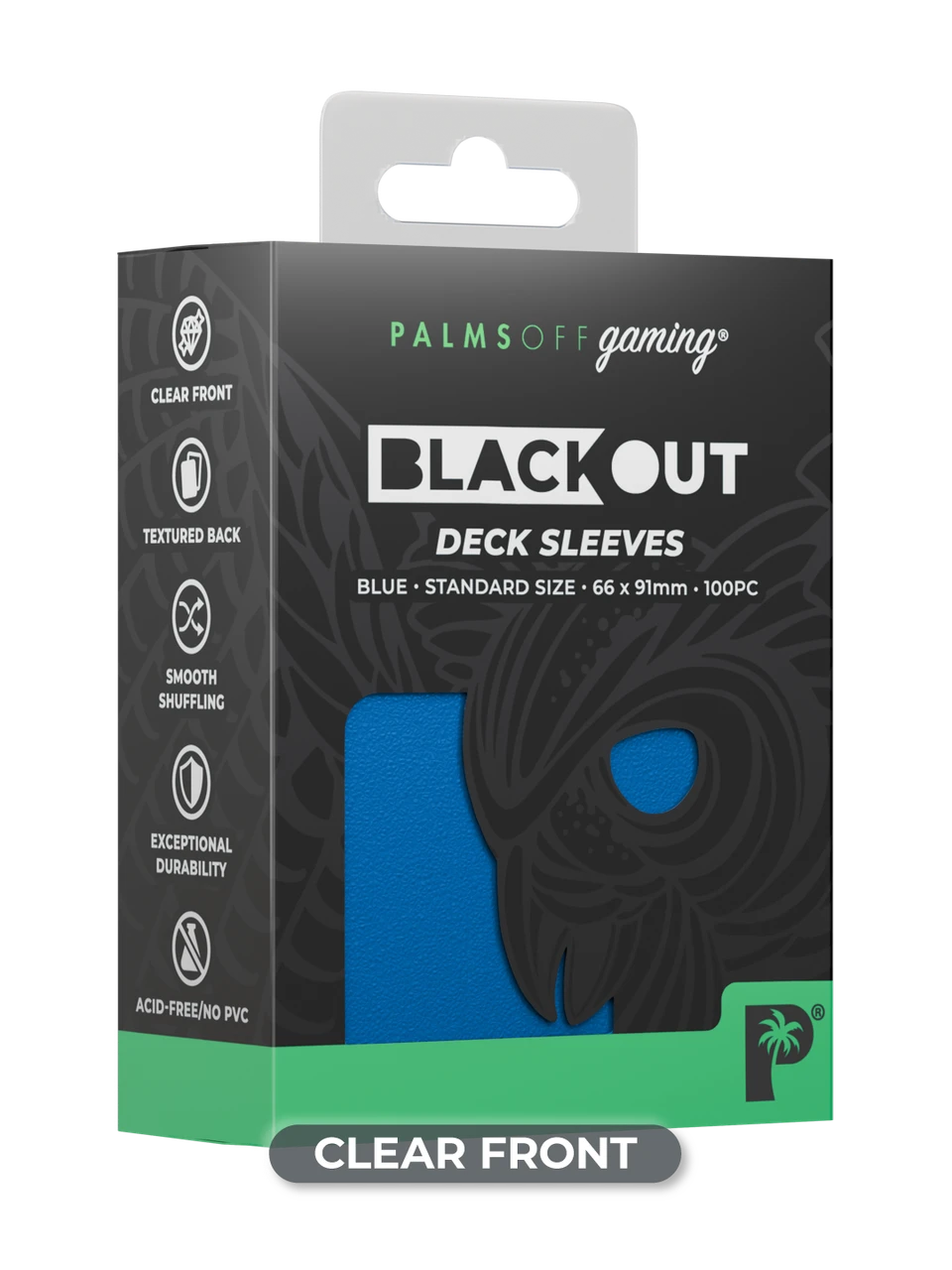 Palms Off Gaming Blackout Deck Sleeves - Standard - 100pc - Blue