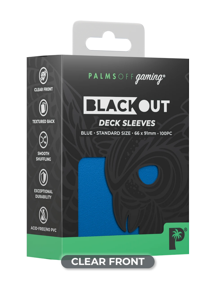 Palms Off Gaming Blackout Deck Sleeves - Standard - 100pc - Blue
