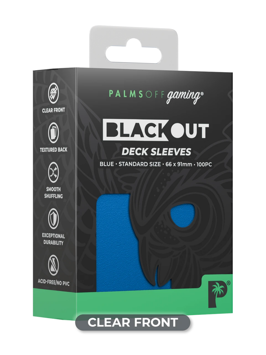 Palms Off Gaming Blackout Deck Sleeves - Standard - 100pc - Blue