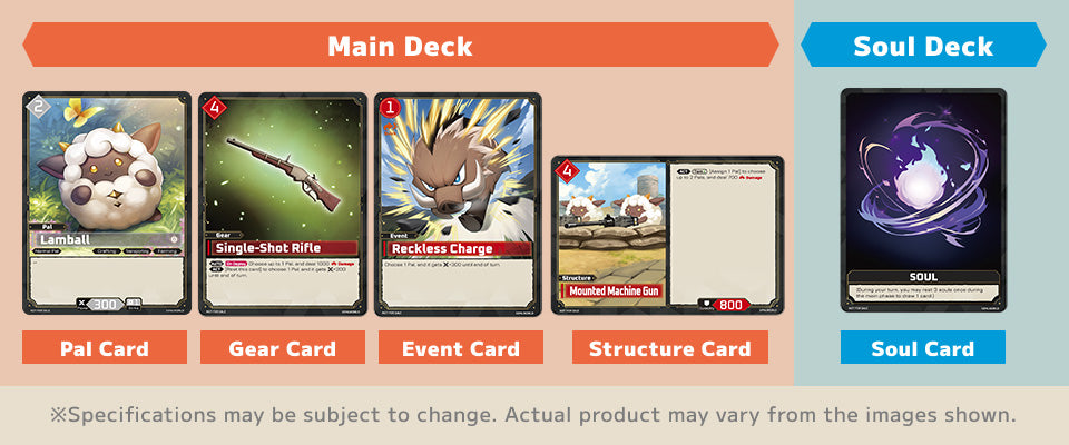 Bushiroad guide showing Palworld OCG card types